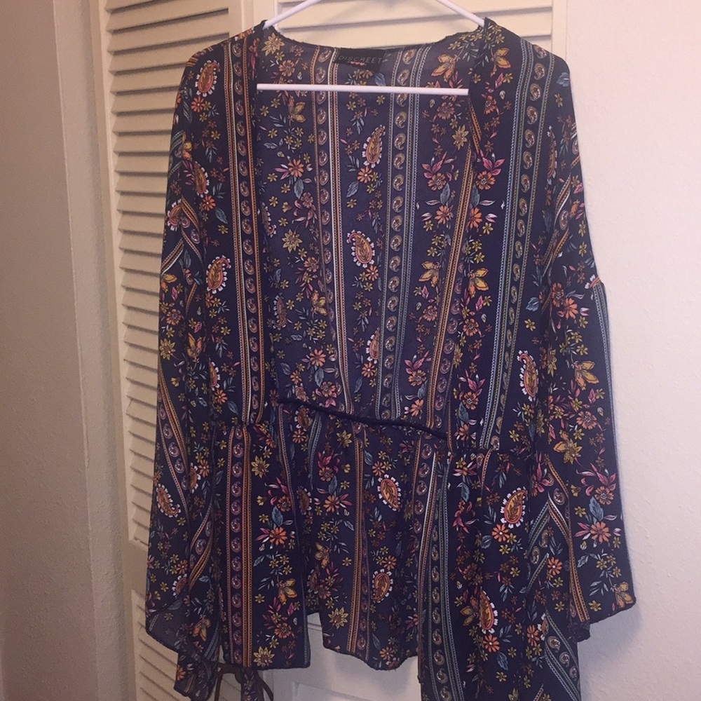 Semi sheer floral blouse